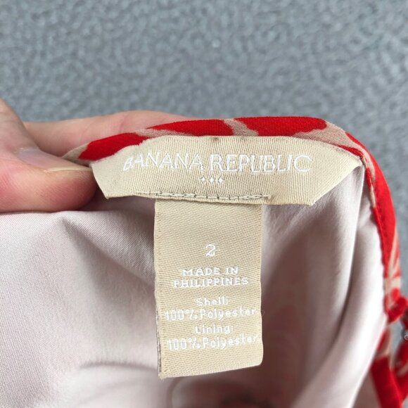 Banana Republic Dress Women 2 Red Maxi Blouson Sundress Pleats Sleeveless Strap* - Picture 10 of 12